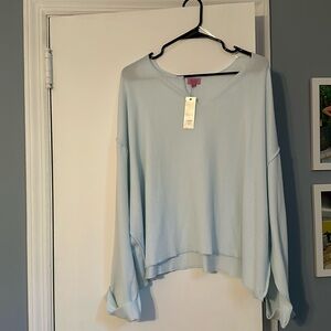 Long sleeve blue flowy top
